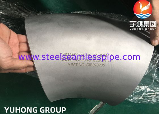 ASME SA403 WP316L Phụ kiện thép hàn mông 90 ° / 45 ° Bán kính dài khuỷu tay
