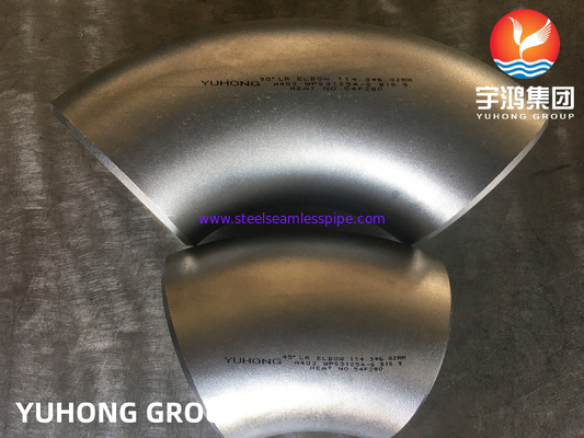 ASTM A403 WPS31254 / 254SMO Khuỷu tay bằng thép không gỉ song công Khuỷu tay 45 độ LR