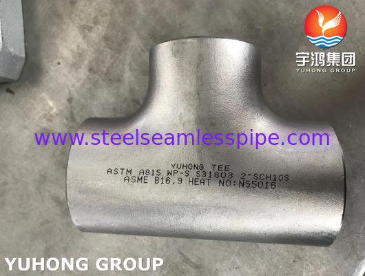 Lắp ống thép song công Tee bằng nhau ASTM A815 S31804 B16.9 Dầu trao đổi nhiệt
