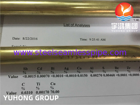 Ống đồng niken liền mạch ASTM B111 C44300 dùng cho bộ trao đổi nhiệt