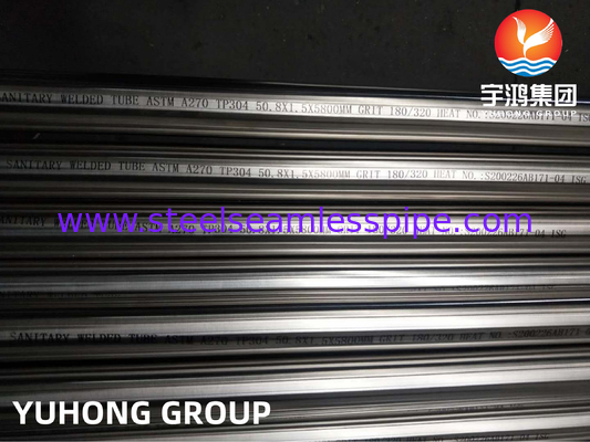 Cấp thực phẩm Thép không gỉ Ống vệ sinh ASTM A270 TP304 Đánh bóng / Bề mặt gương