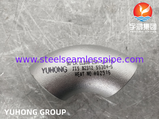 JIS B2312 SS304-S Stainless Steel Butt Weld Fittings 45° 90° LR Cánh tay