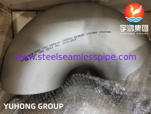 ASTM B366 UNS N08810 INCOLOY 800H Niken hợp kim FITTING 180 ° Khuỷu tay B16.9