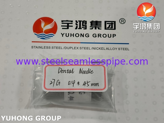 ISO9626, 27G 0.4 * 45MM, ống kim nha khoa bằng thép không gỉ, điểm đúc