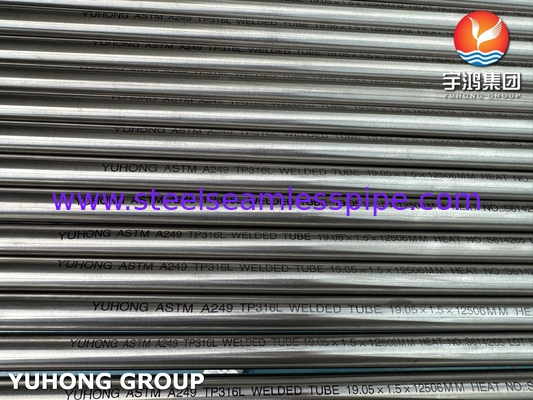 ASTM A249 TP316L ống thép không gỉ hàn cho máy trao đổi nhiệt