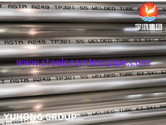 ASTM A249 TP321 ống hàn bằng thép không gỉ Ống nướng rực rỡ Ống nướng rực rỡ Ứng dụng trao đổi nhiệt và siêu nóng