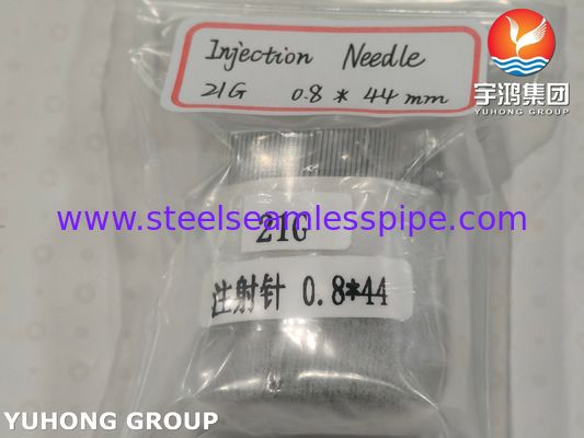 Kim tiêm đầu nhọn 21G, Ống kim y tế bằng thép không gỉ ISO7864 SUS304