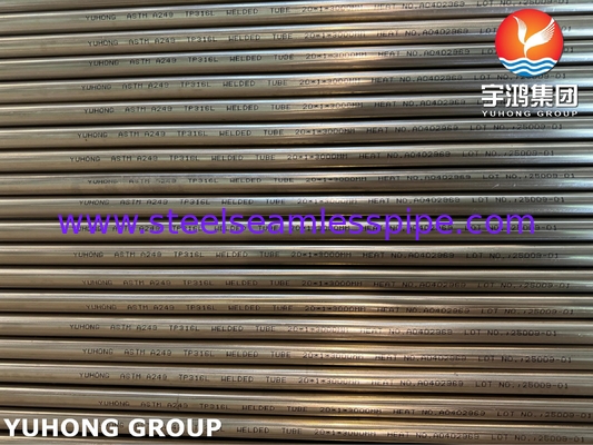 Ống thép không gỉ hàn ASTM A249 TP316L ủ sáng, ống trao đổi nhiệt, bộ quá nhiệt lò hơi