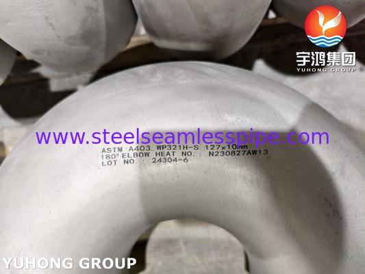 ASTM A403 WP321H Phụng thép không gỉ Không may 180° Cúp tay B16.9