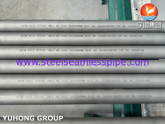 ASTM A312 TP316L ống thép không gỉ không may với Eddy hiện tại kiểm tra thủy tĩnh và siêu âm cho các ứng dụng hóa dầu