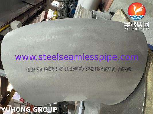 ASTM B366 WPHC276 / UNS N10276 BW Phụ kiện ống Hastelloy C276 Cúp tay 45 độ 90 độ