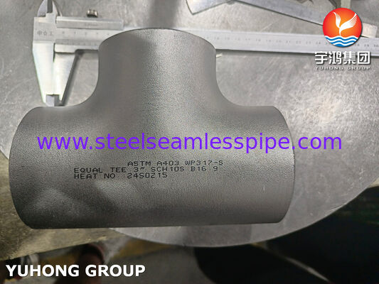 ASTM A403 WP317-S Stainless Steel Equal Tee for Petrochemical, Buttweld Fittings ANSI B16.9