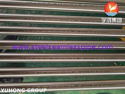 Ống thép không gỉ ASTM A270 TP304 ủ sáng liền mạch vệ sinh cho ngành chế biến thực phẩm