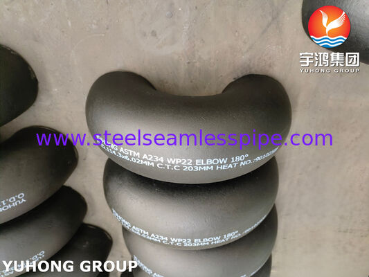 ASTM A234 WP22 CL1 / CL3 Hợp kim thép nối mông Khuỷu tay 180 độ sơn đen