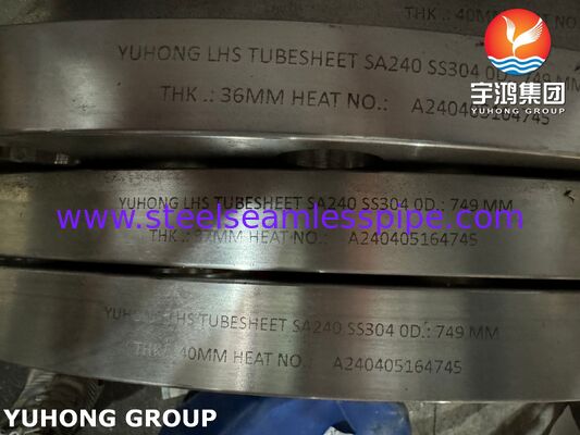 ASME SA240 304 Bảng ống thép không gỉ với lỗ khoan CNC chính xác cho lõi trao đổi nhiệt phù hợp với các tiêu chuẩn TEMA