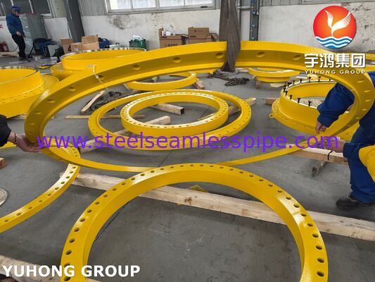 ASME SA516 Gr.70 Carbon Steel Shell Flange Ring với OD ~1939mm × ID ~1568mm × THK 97mm và lỗ cuộn chính xác cho bộ trao đổi nhiệt