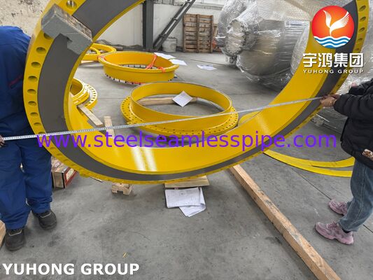 ASME SA516 Gr.70 Carbon Steel Shell Flange Ring với OD ~1939mm × ID ~1568mm × THK 97mm và lỗ cuộn chính xác cho bộ trao đổi nhiệt