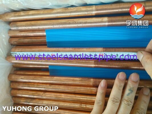 ASTM B111 C12200 Vàng ống liền mạch Phosphorus-Deoxidized cho máy trao đổi nhiệt Condenser