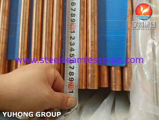 ASTM B111 C12200 Vàng ống liền mạch Phosphorus-Deoxidized cho máy trao đổi nhiệt Condenser