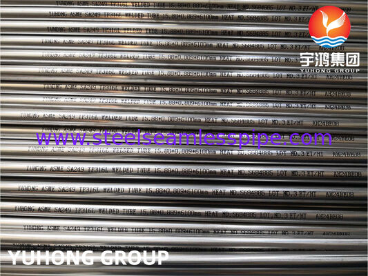 Ống trao đổi nhiệt bằng thép không gỉ Ống hàn thép không gỉ ASTM A249 TP304 TP304L Hiệu suất cao, Tẩy rửa ủ, Đầu trơn