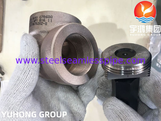 B151 C70600 90LR Cút ren NPT, Hợp kim đồng rèn áp lực cao Phụ kiện sử dụng trong hệ thống hàng hải