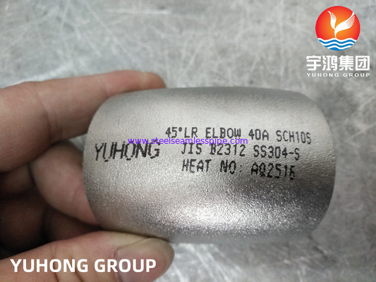 JIS B2312 SUS 304 khuỷu tay Thép không gỉ tiêu chuẩn Nhật Bản