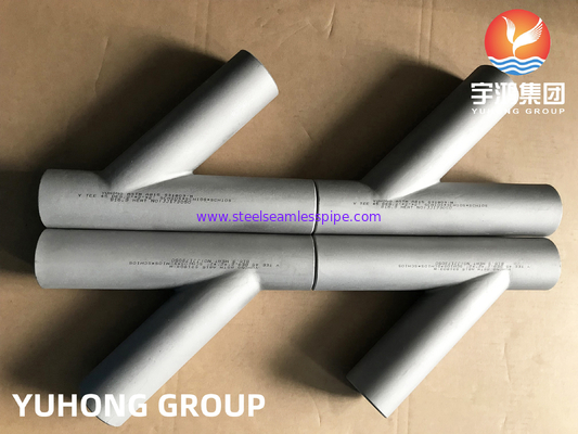 Thép Duplex ASTM A815 S31803, Y-Shape Tee, Butt Weld Pipe Fitting B16.9