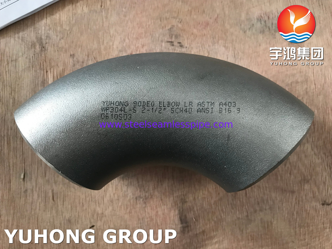 ASTM A403 WP304L SS Lắp ống 90 độ LR Khuỷu tay B16.9 Dầu hàng không vũ trụ hóa học