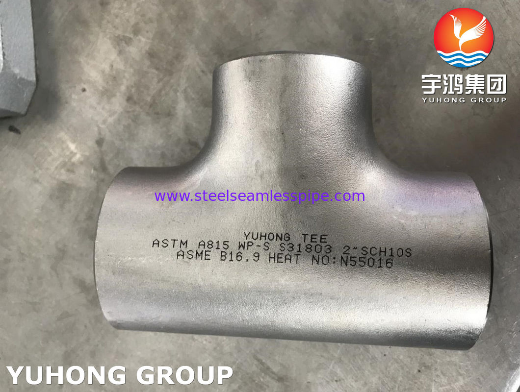 Lắp ống thép song công Tee bằng nhau ASTM A815 S31804 B16.9 Dầu trao đổi nhiệt