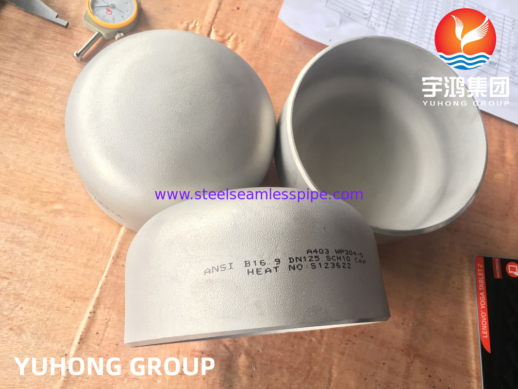 Bộ phụ kiện hàn cuối, ASTM A403 WP304-S Thép không gỉ Mũi cuối liền mạch, ASME B16.9