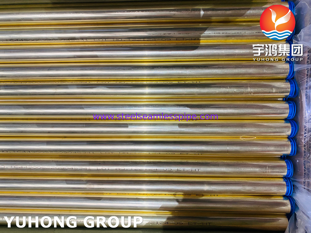 Ống đồng niken ASTM B111 C70600 C68700 C44300 Bộ trao đổi nhiệt ống nước liền mạch bằng đồng thau, bình ngưng