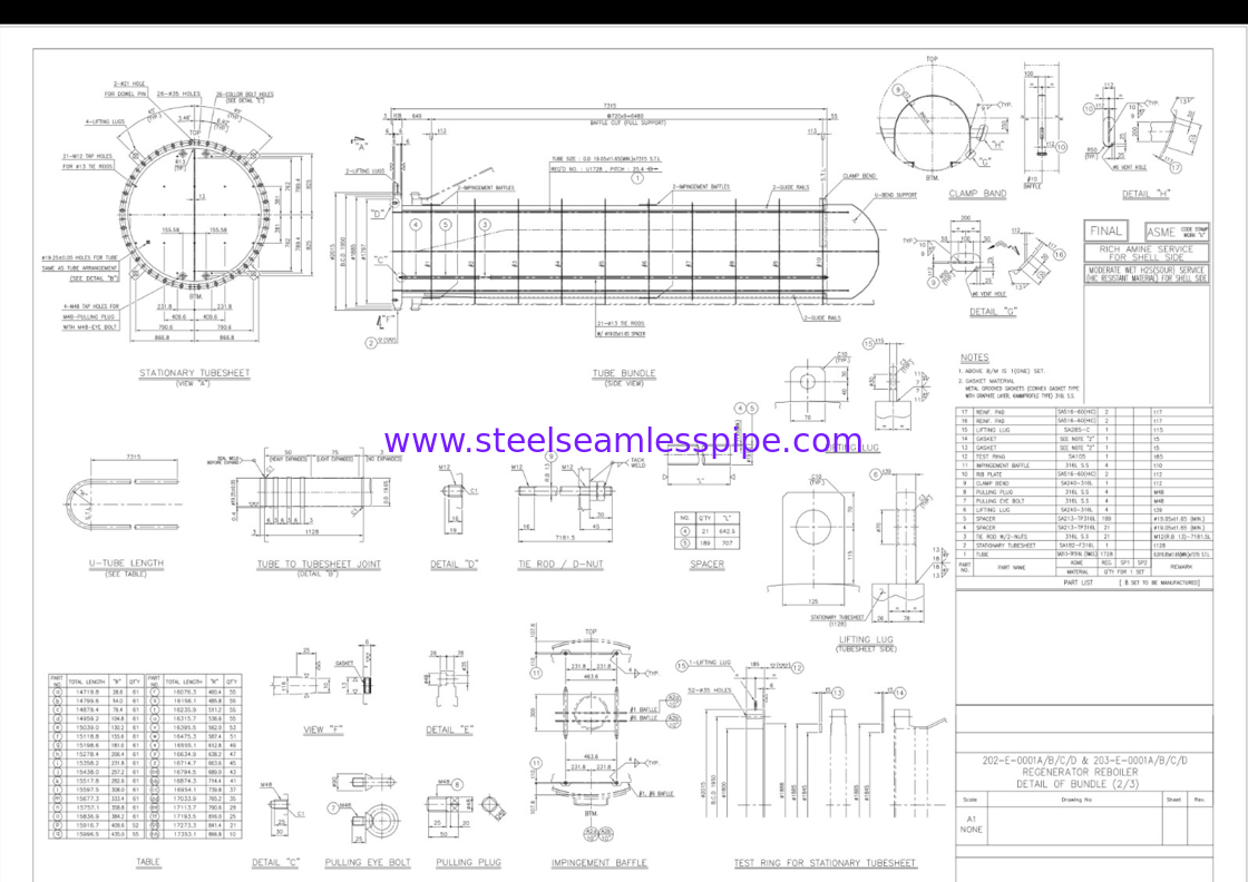 Thép không gỉ ống U Bend không may SA213 TP316L Tube Bundle For Regenerator Reboiler Oil Refinery