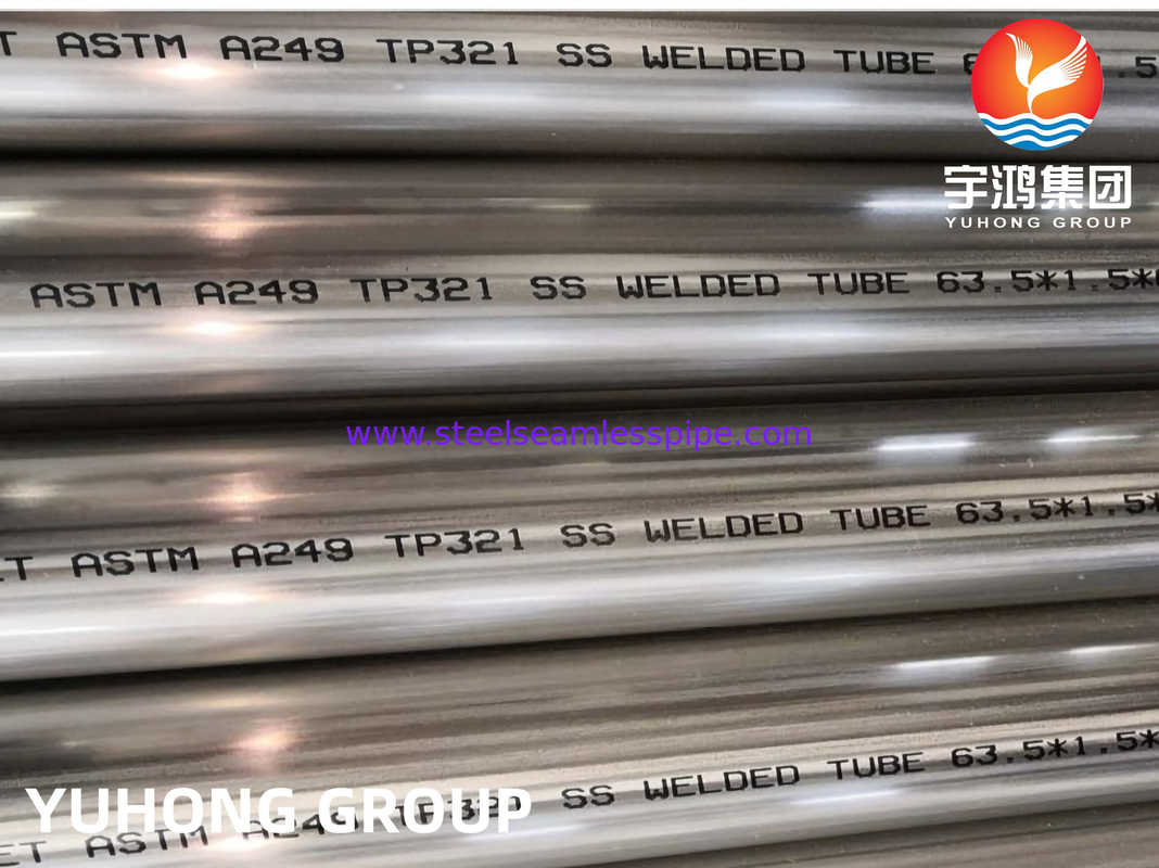 ASTM A249 TP321 ống hàn bằng thép không gỉ Ống nướng rực rỡ Ống nướng rực rỡ Ứng dụng trao đổi nhiệt và siêu nóng