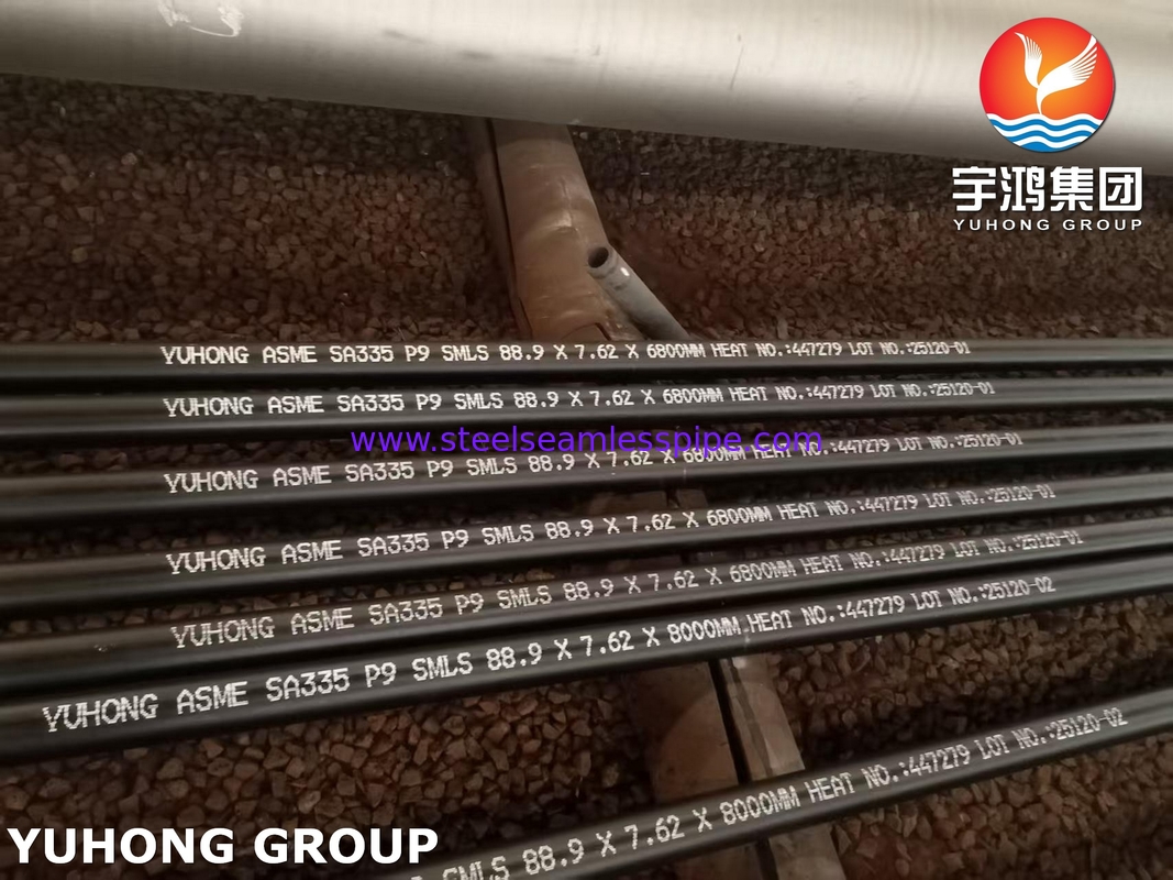 ASTM A335 P9 ống thép hợp kim Ferritic cho nhiệt độ cao 88.9MM X 7.62MM
