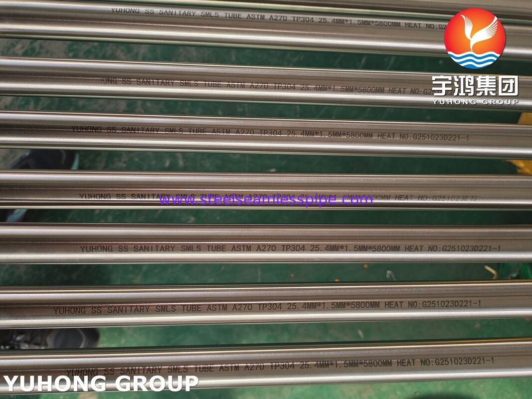 Ống thép không gỉ ASTM A270 TP304 ủ sáng liền mạch vệ sinh cho ngành chế biến thực phẩm