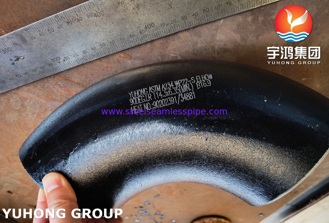 ASTM A234 WP22 90° Cổ tay Cr-Mo hợp kim thép ống phù hợp cho đường ống nhiệt độ và áp suất trung bình cao