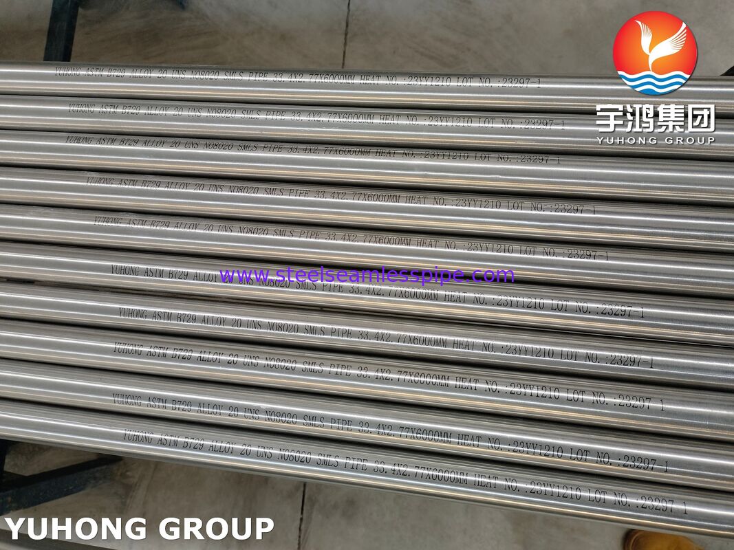 ASTM B729 hợp kim20 (UNS N08020) ống liền mạch, chống ăn mòn cho môi trường axit