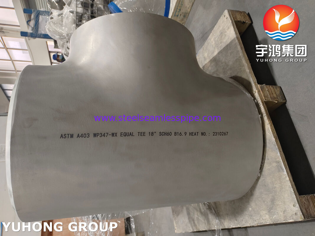 Phụ kiện ống thép không gỉ ASTM A403 WP347-WX ASME B16.9 Tê đều hàn đối đầu