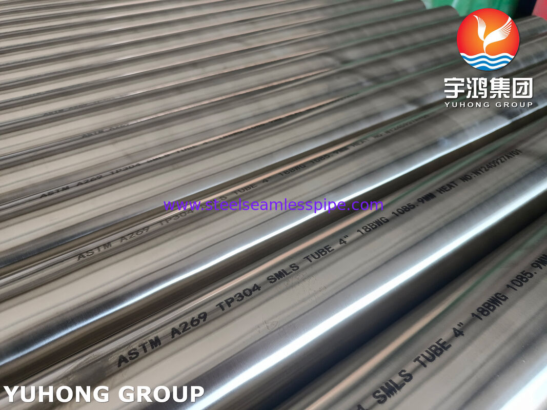Bright Annealed ASTM A269 TP304 Stainless Steel Seamless Tubes For Evaporator 4" 18BWG