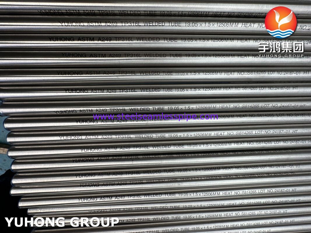 Ống hàn thép không gỉ ASTM A249 TP316L ủ sáng cho ngành công nghiệp đồ uống 12506MM