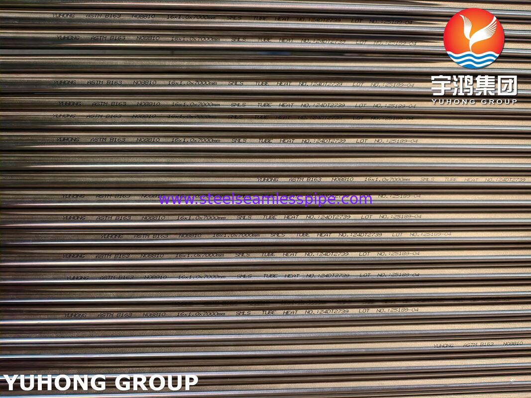 Niken và hợp kim niken ống không may máy ngưng tụ và ống trao đổi nhiệt ASTM B163 N08810 ASTM B163 UNS N08800、UNS N08810、UNS N08811、UNS N08825