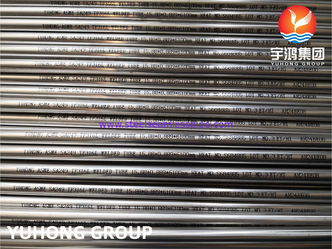 Ống trao đổi nhiệt bằng thép không gỉ Ống hàn thép không gỉ ASTM A249 TP304 TP304L Hiệu suất cao, Tẩy rửa ủ, Đầu trơn