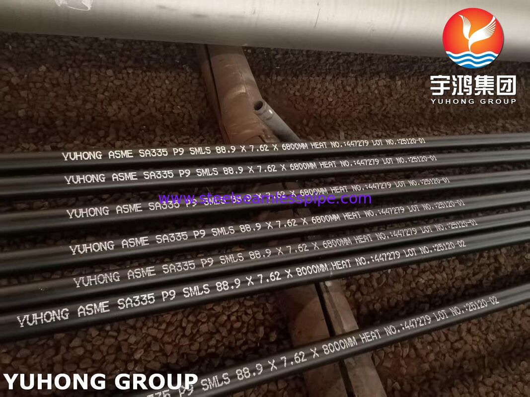 ASME SA335 P9 ống thép hợp kim ferritic liền mạch cho dịch vụ nhiệt độ cao với điều trị bình thường và làm nóng