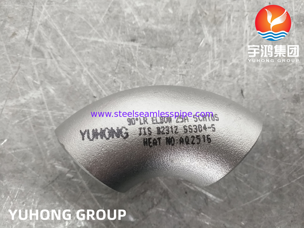 Lắp ống thép không gỉ, khuỷu tay hàn JIS B2312 SS304 LR / SR để kết nối