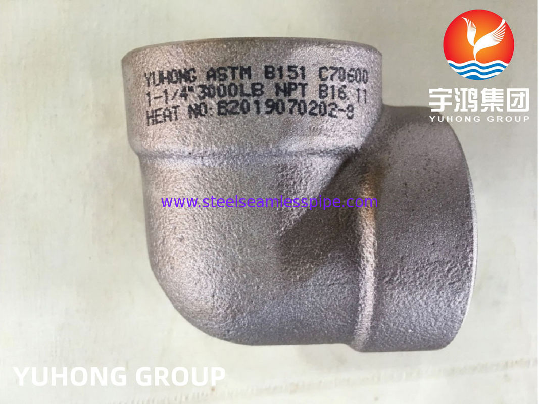 B151 C70600 90LR Cút ren NPT, Hợp kim đồng rèn áp lực cao Phụ kiện sử dụng trong hệ thống hàng hải