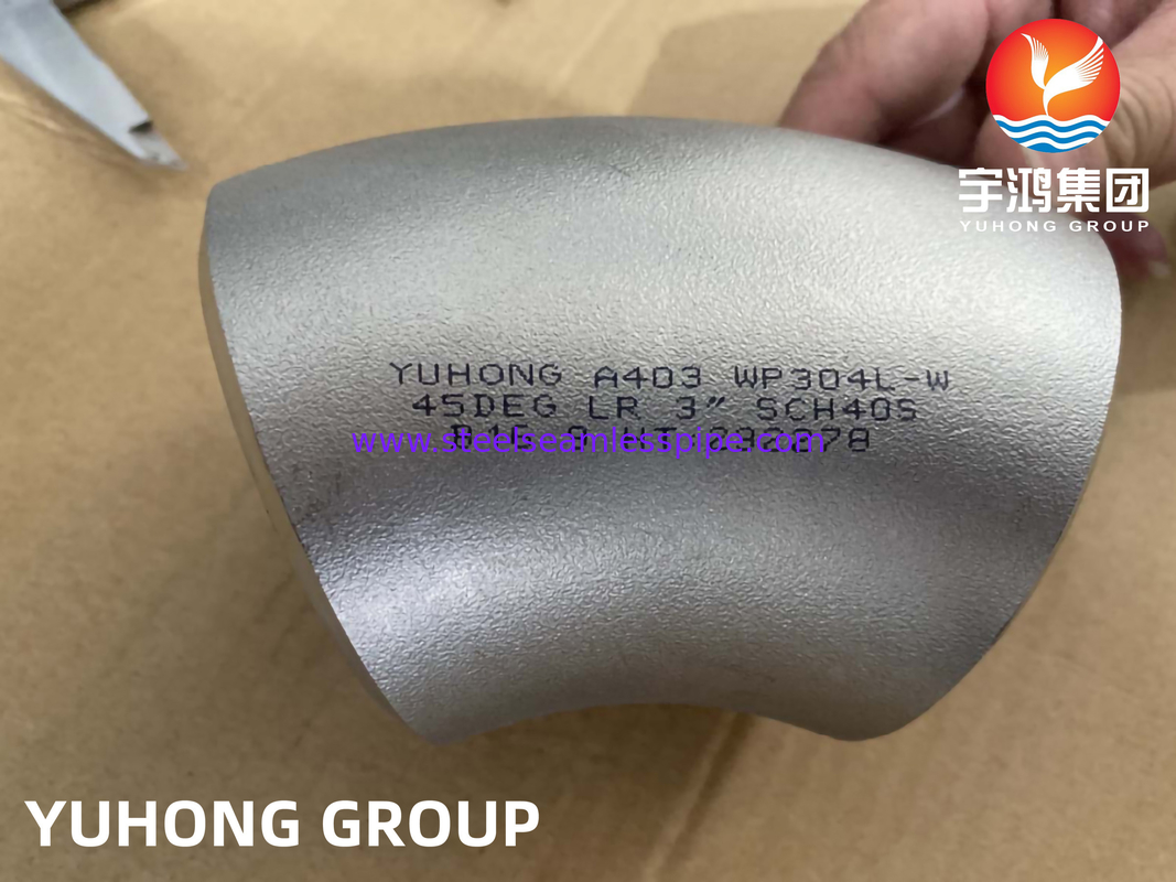 ASTM A403 WP304L 3 inch 45 độ liền mạch khuỷu tay hàn B16.9 cho ống thép