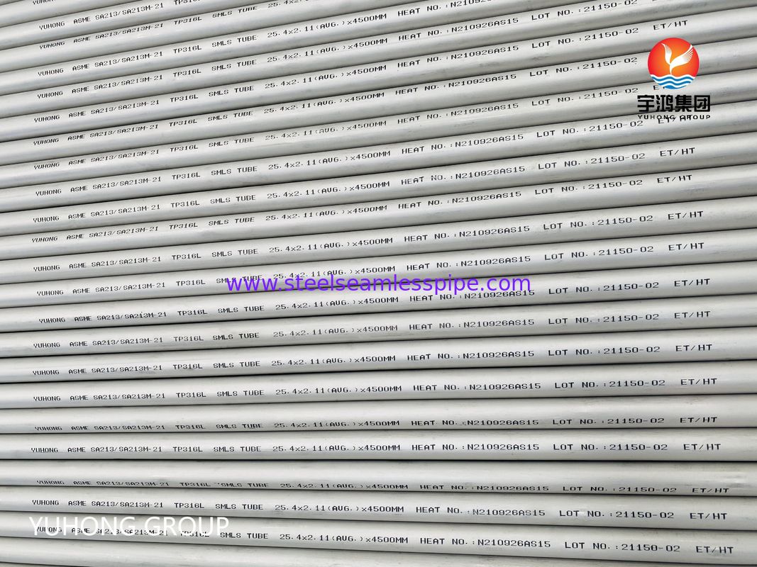 ASTM A213 TP316L Bụi không may bằng thép không gỉ quét lạnh cho máy trao đổi nhiệt nhiệt độ cao có khả năng chống ăn mòn clorua