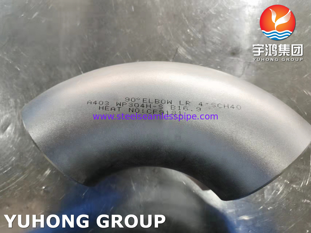 ASTM A403 WP304H Thép không gỉ 90 độ LR Cúp tay ASME B16.9 Buttweld Fitting