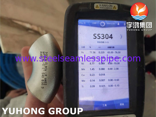 ASTM A403 WP304L Khuỷu tay thép không gỉ Buttweld Fitting ASME B 16.9
