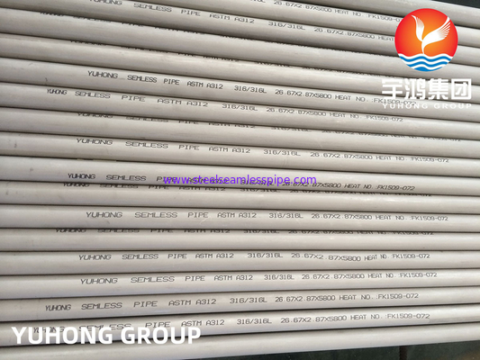 Tubos de Acero Inoxidable Sin Costura ASTM A312 TP304L TP316L Ngâm ủ 100% UT ET